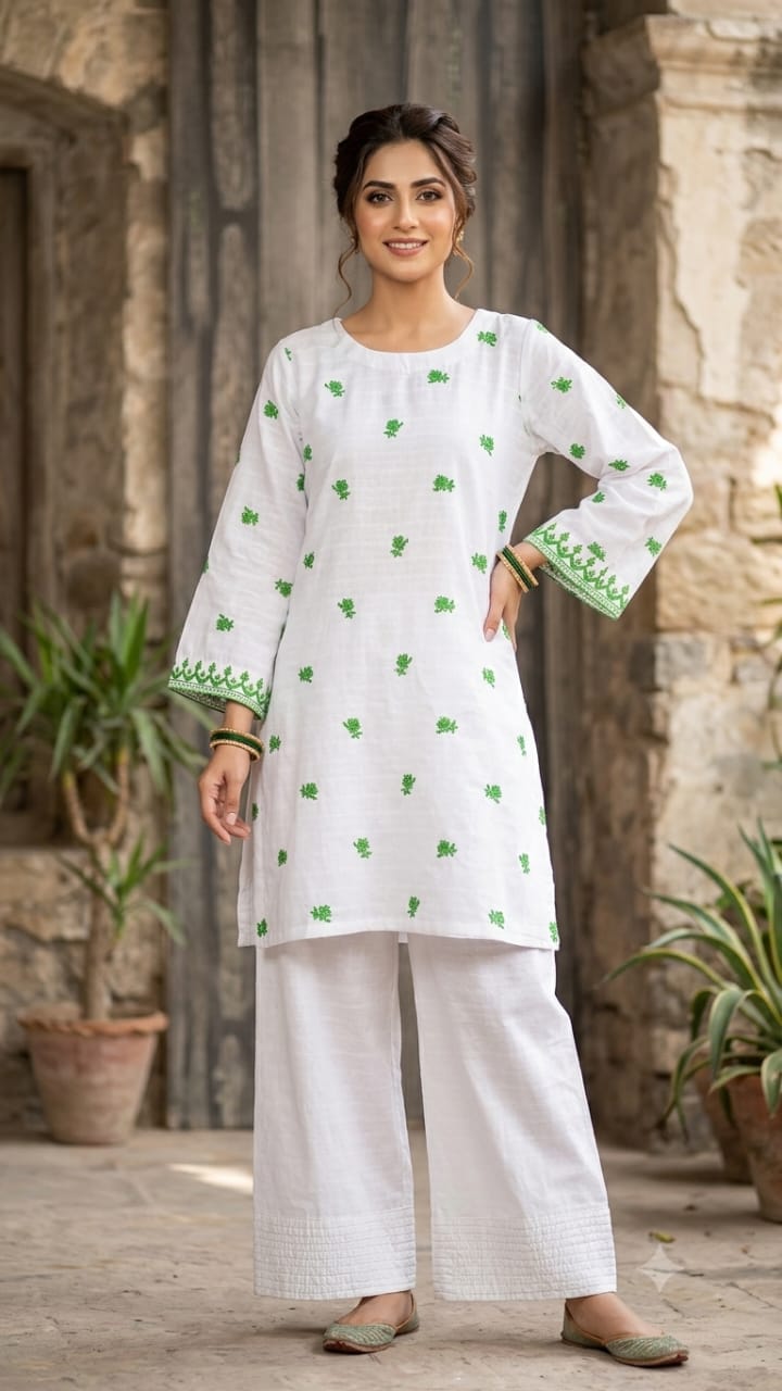 White Embroidered Co-Ord Set