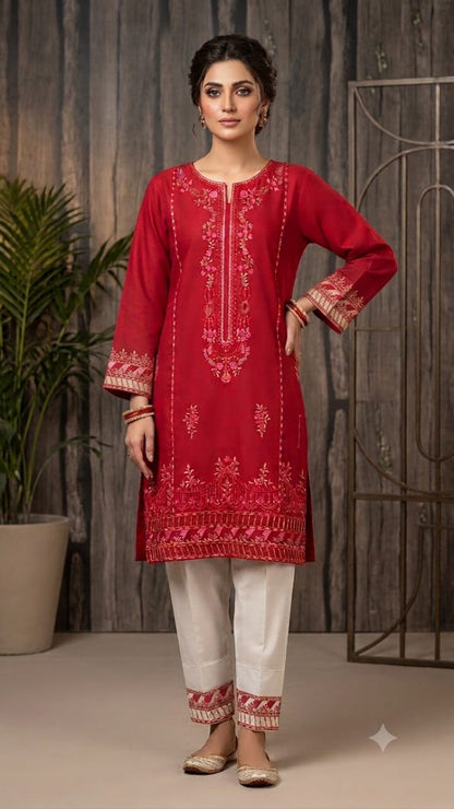 Maroon Embroidered Co-Ord Set