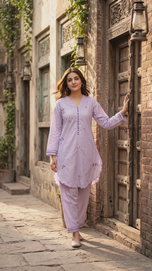 Purple Embroidered 3 Piece Set 💜✨
